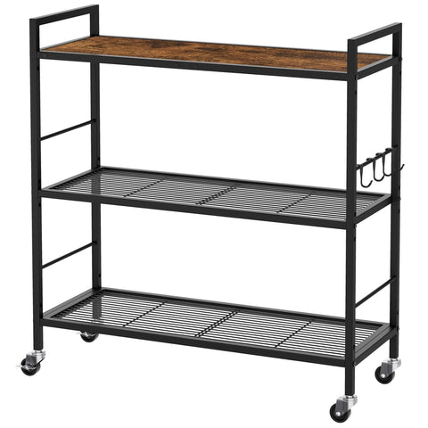 XIVIRACK 3-tier metal storage rack with wheels for mobile organization