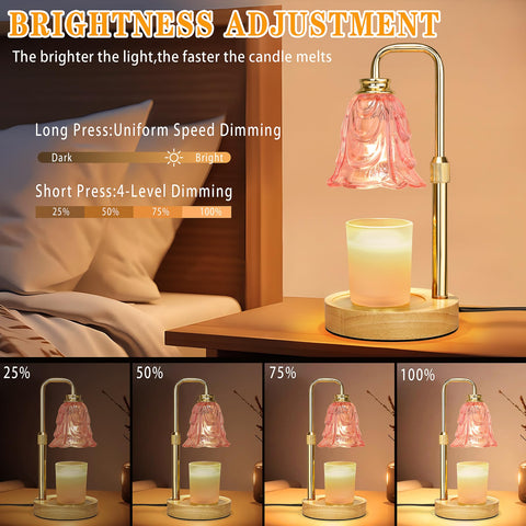 XJZJY pink-tulip warmer highlights soft ambient light while preserving candle life.