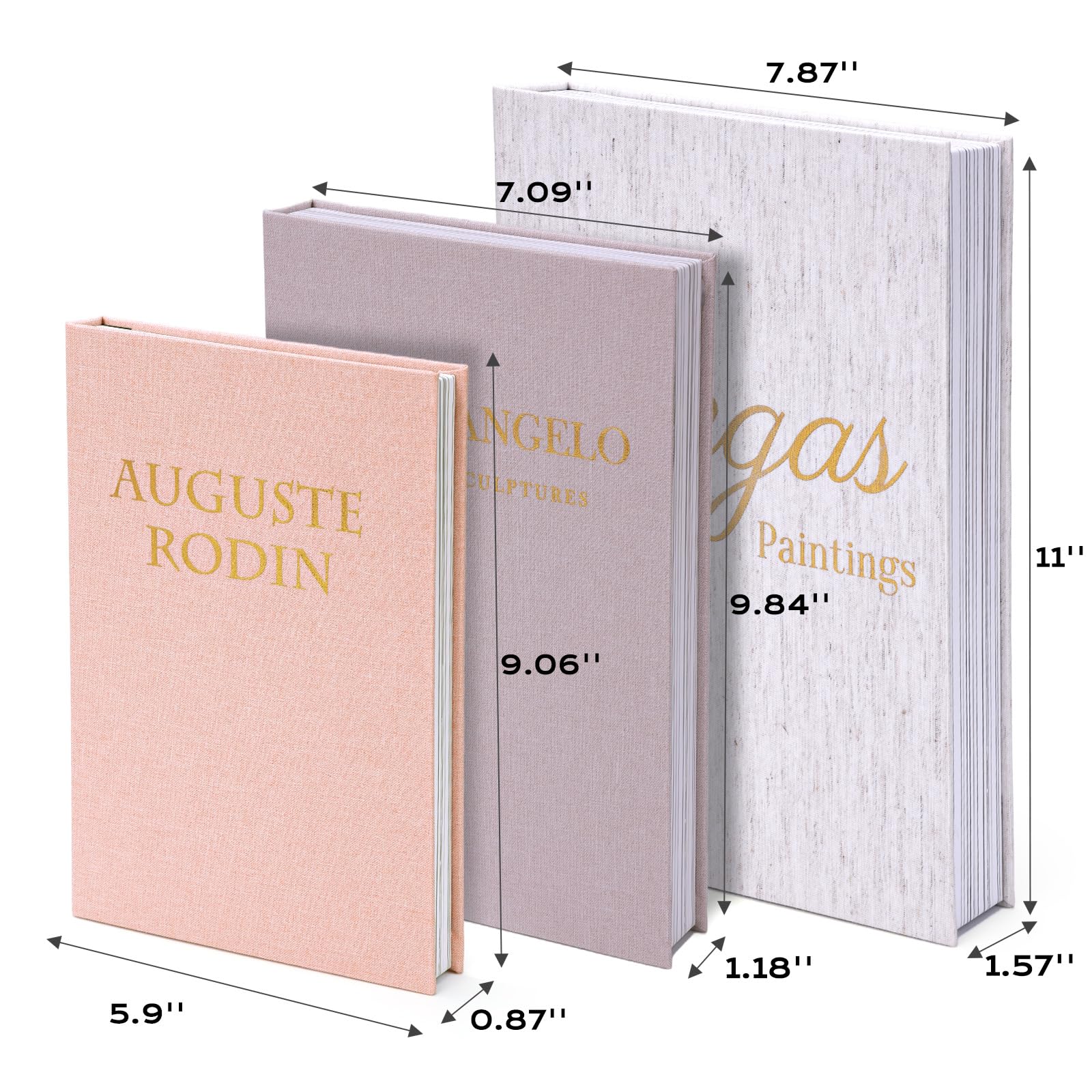 XKDOUS decorative books close-up showing elegant gold foil titles