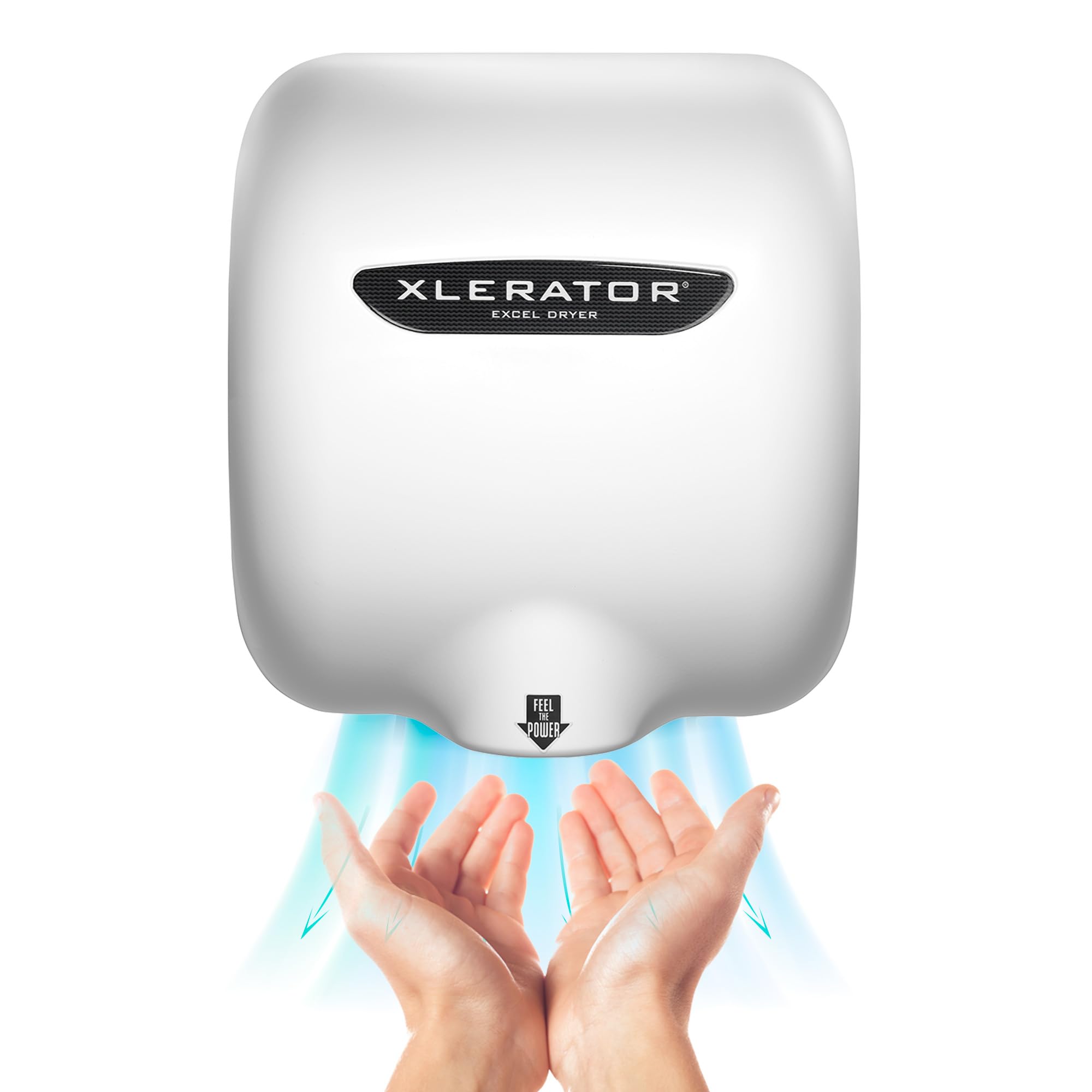 XLATOR XL-BW cover white showing durable polymer shell for high-traffic restrooms.