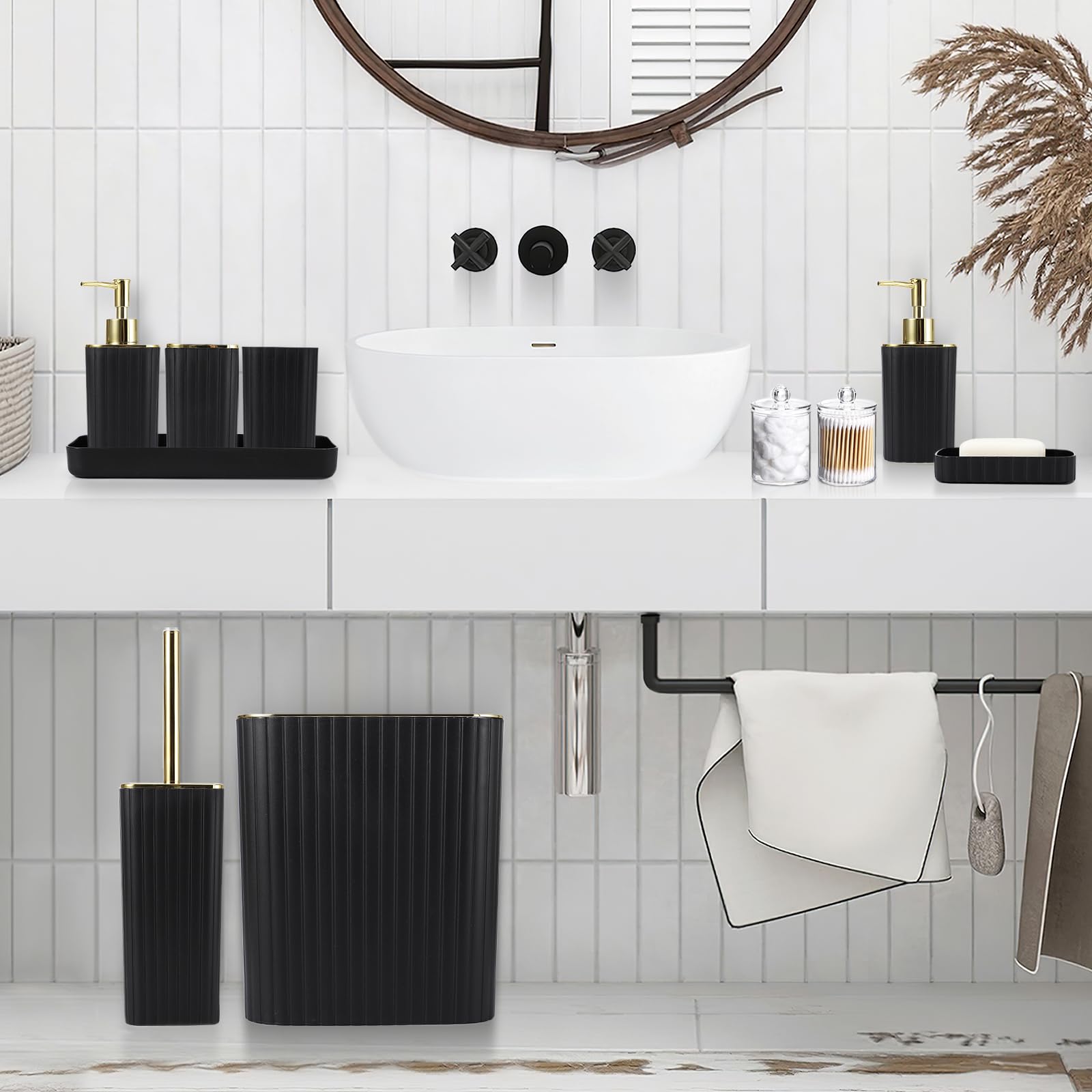 XLHOMO dual black soap dispensers with rust-resistant pumps