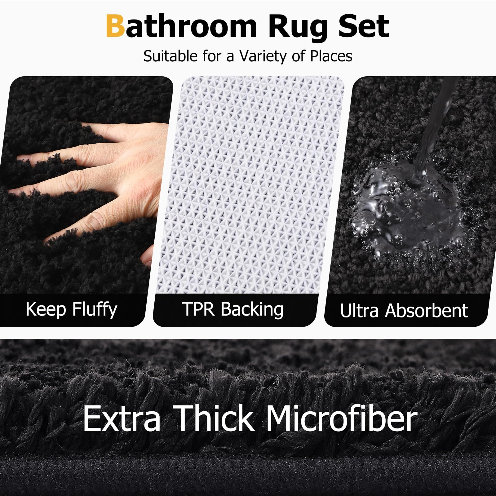XLHOMO second rug provides extra coverage and slip resistance in front of the sink.