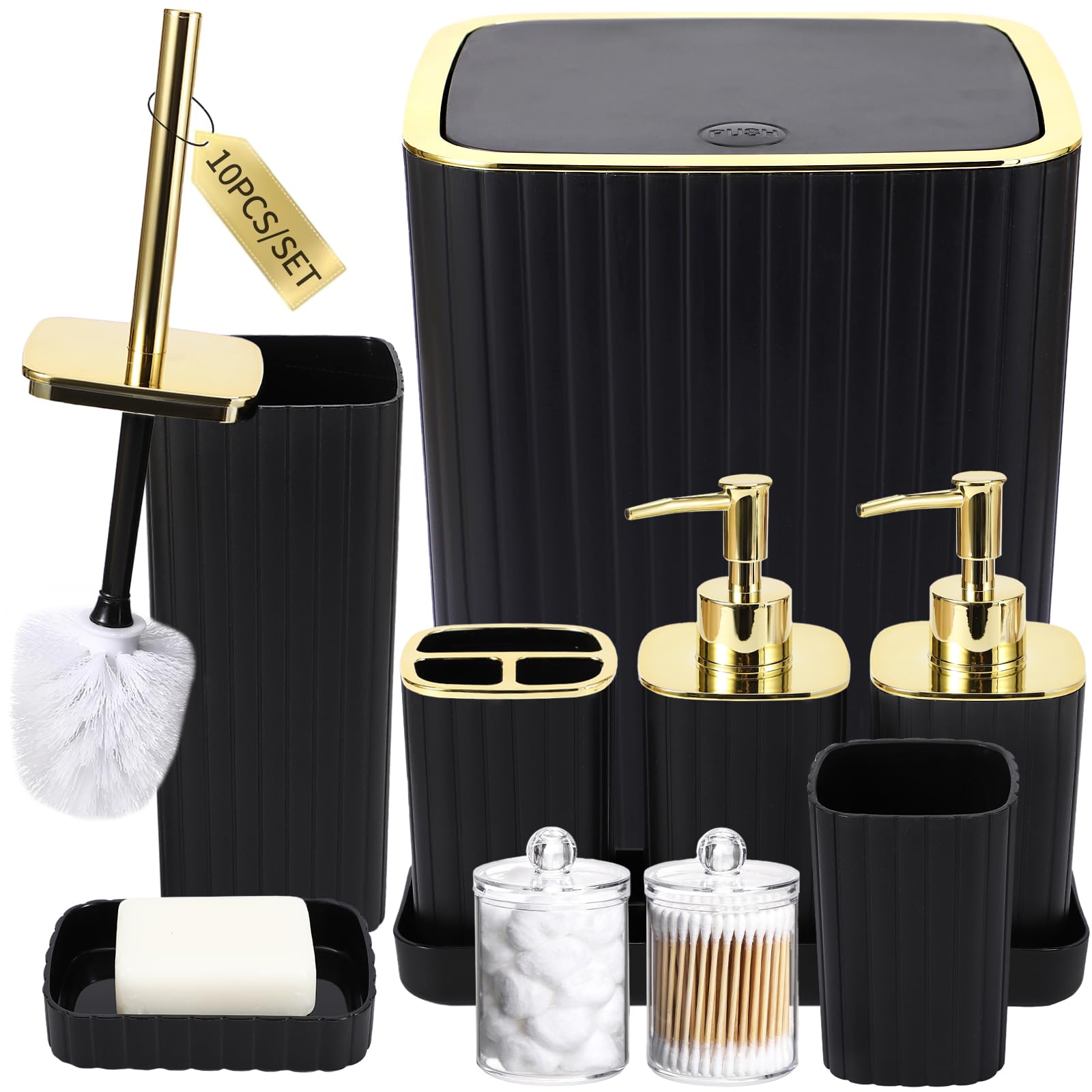 XLHOMO striped black bathroom set enhances a cohesive vanity look