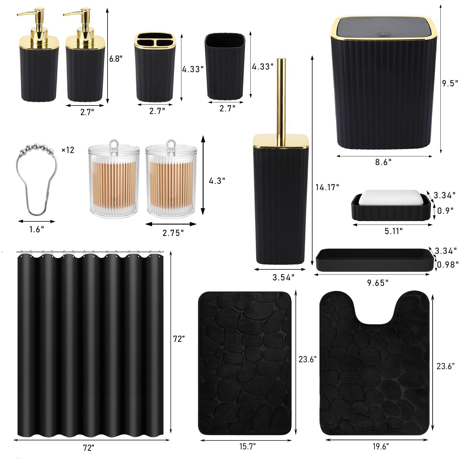 XLHOMO toilet brush with holder in the black set for tidy bathrooms
