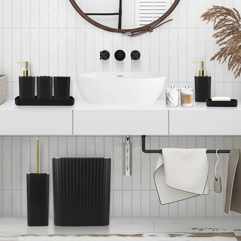 XLHOMO trash can in black adds discreet waste storage