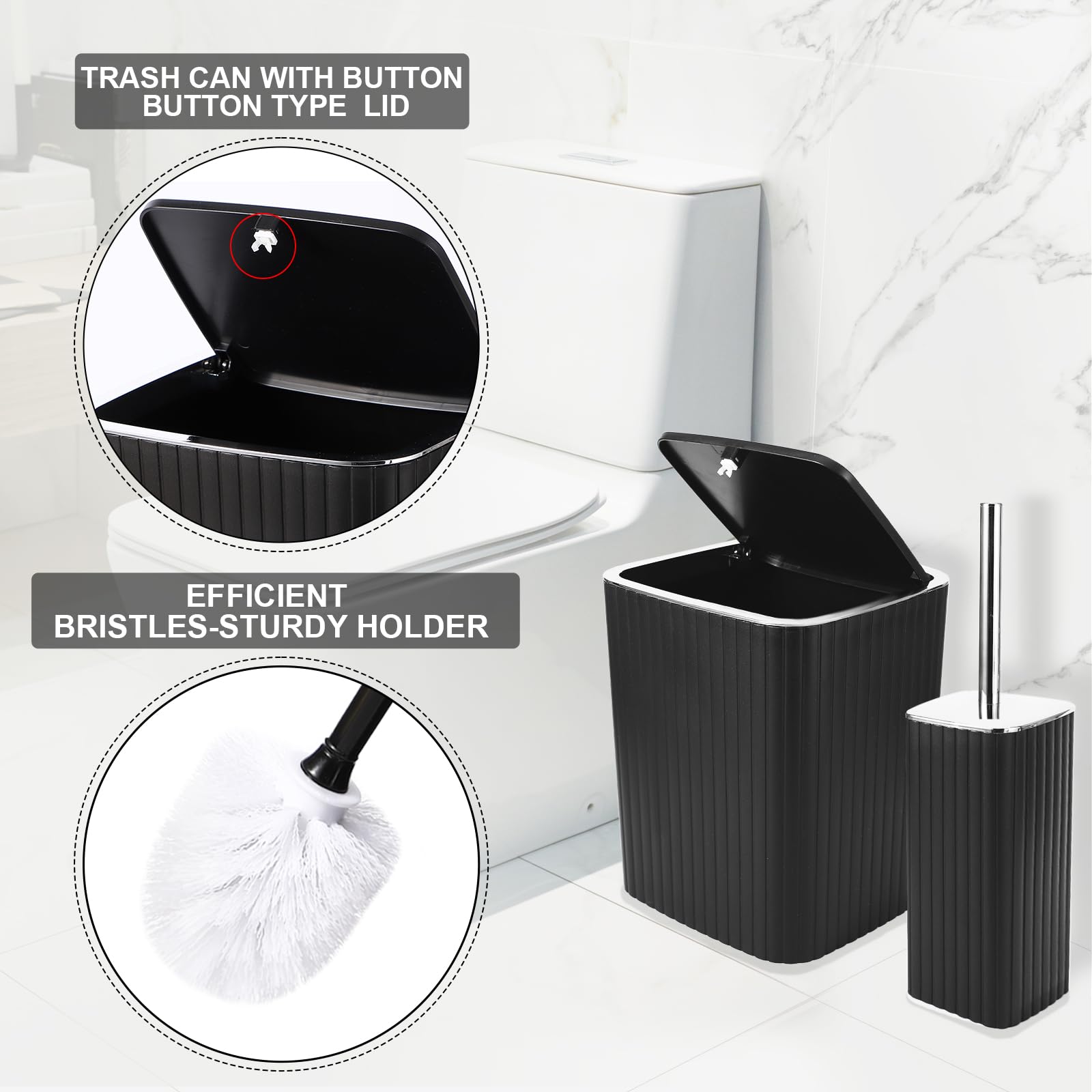 XLHOMO trash can adds a sleek finish to the set