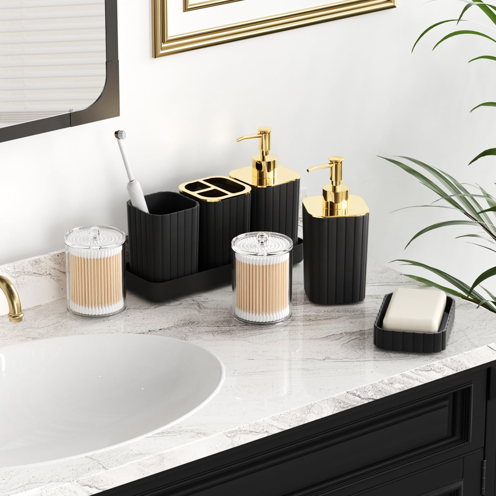 XLHOMO black tumbler sits on a sleek bathroom counter