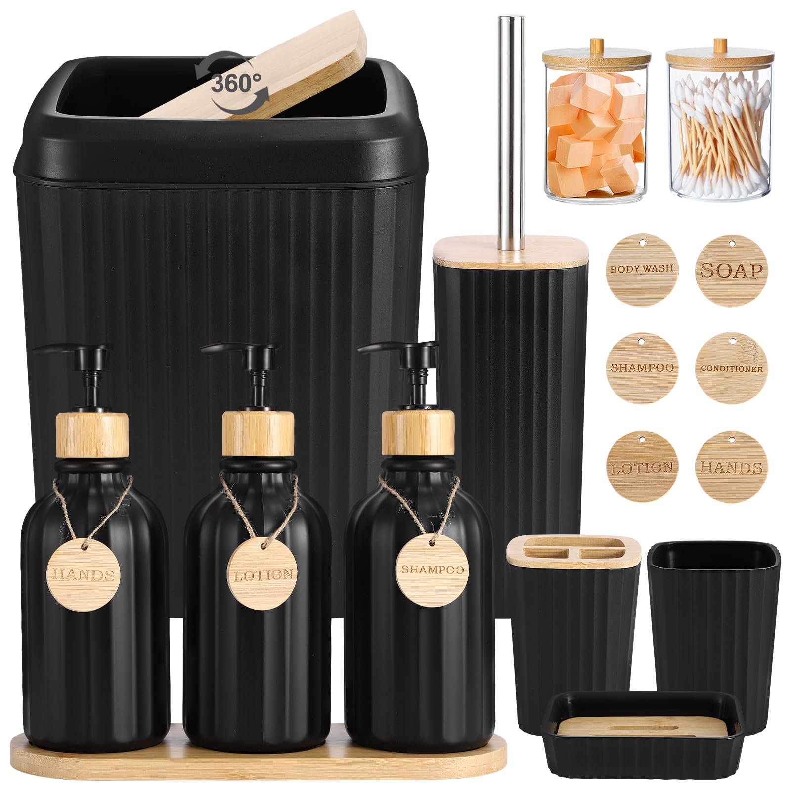 XLHOMO black bathroom accessories dispenser set keeps counters neat and coordinated.