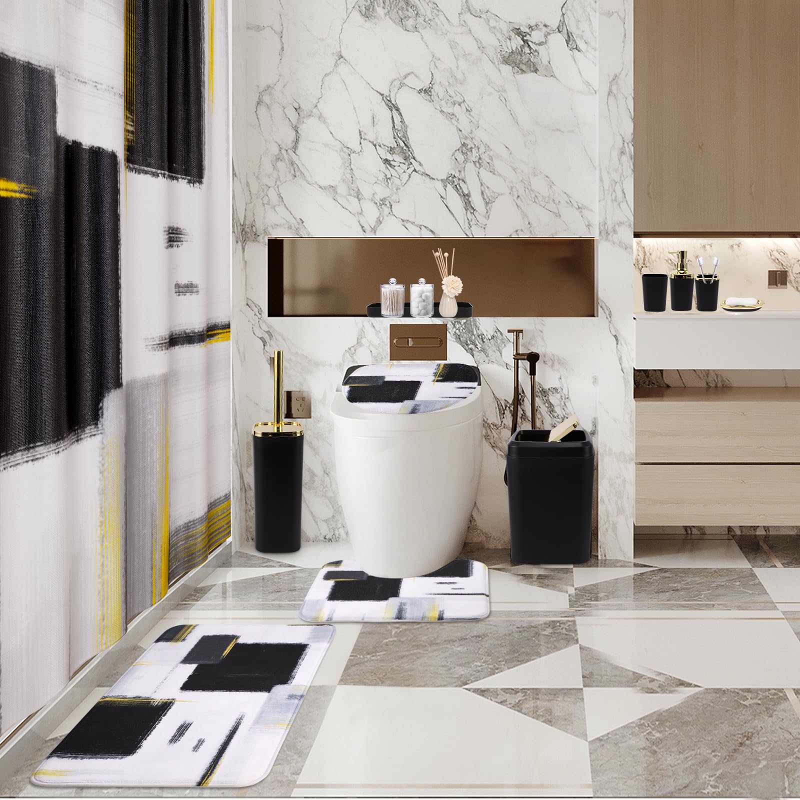 XLHOMO bathroom trash can blends style with compact waste storage.