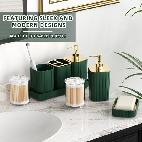 XLHOMO green bathroom set dispensers close-up two units ready to use