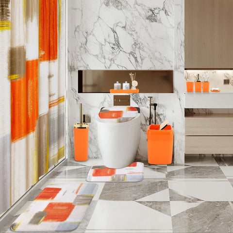 XLHOMO orange bathroom rugs offer soft comfort and non-slip safety.