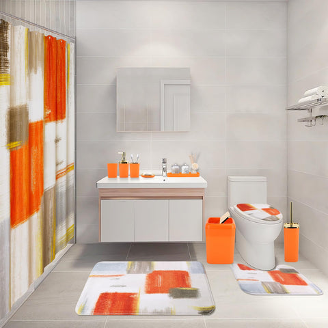XLHOMO orange trash can adds color and practical waste disposal.