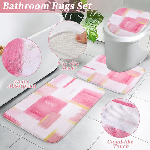 XLHOMO pink shower curtain print closeup highlighting durable, quick-drying fabric.