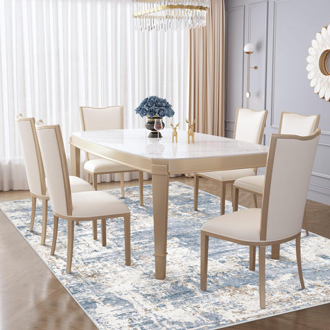 XLUEZ 5x7 rug non-slip backing reinforces secure placement on wood floors.