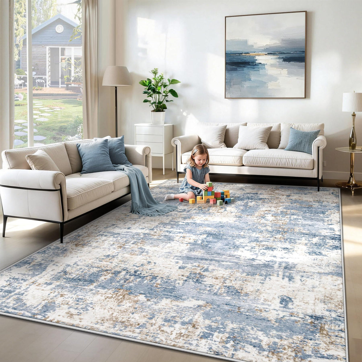 XLUEZ 6x9 area rug for living room with a soft microfiber surface.