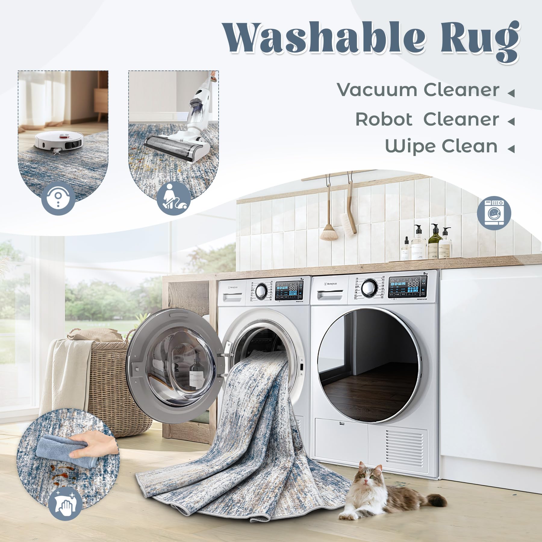 XLUEZ rug with plush microfiber is gentle on bare feet for bedrooms.