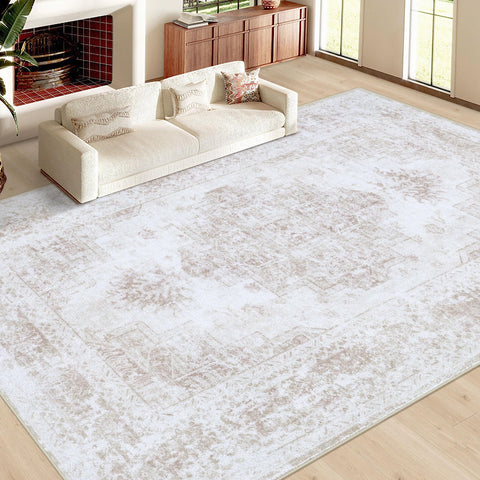 XLUEZ area rug machine washable fabric close-up for easy stain removal.