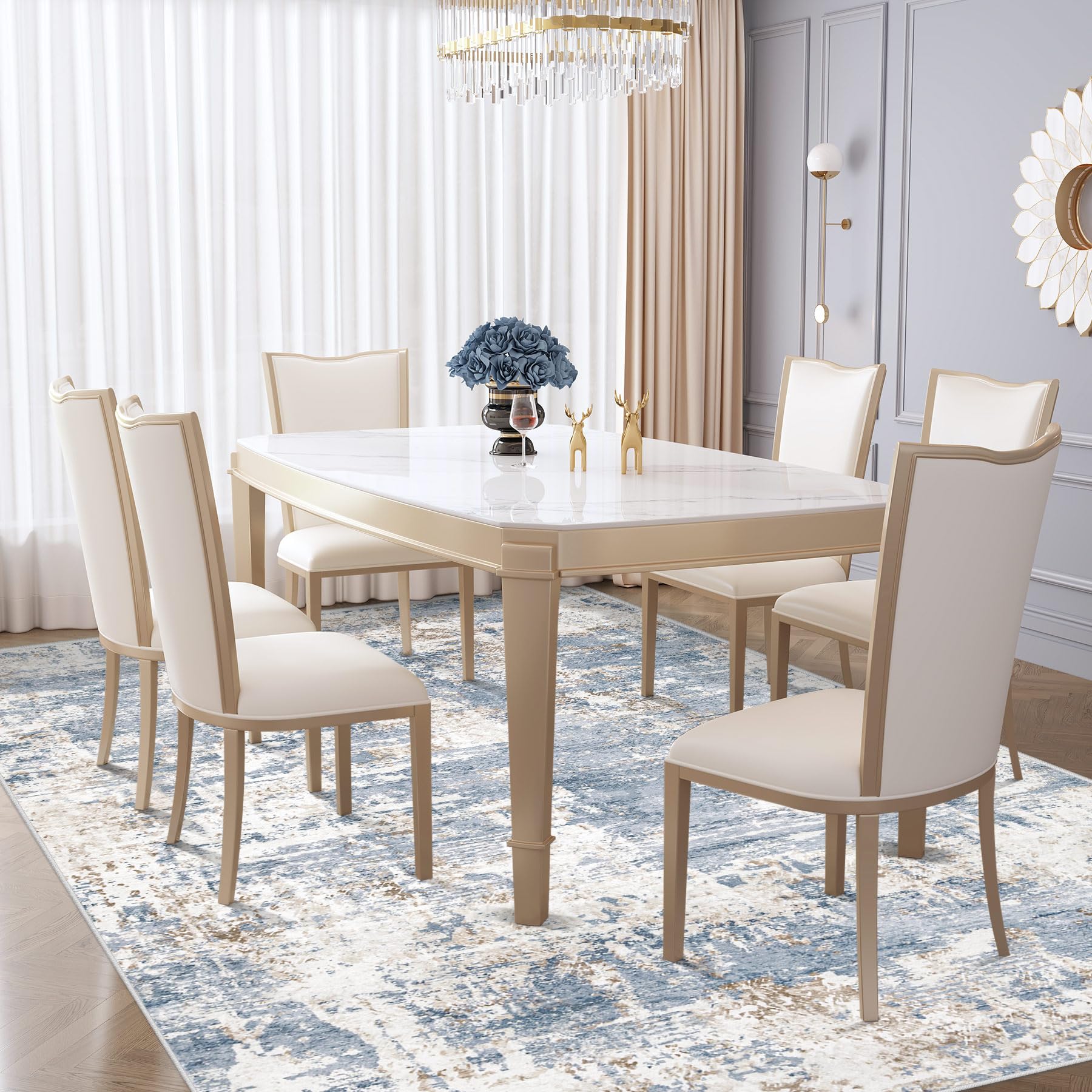 XLUEZ rug with non-slip backing stays securely in place.