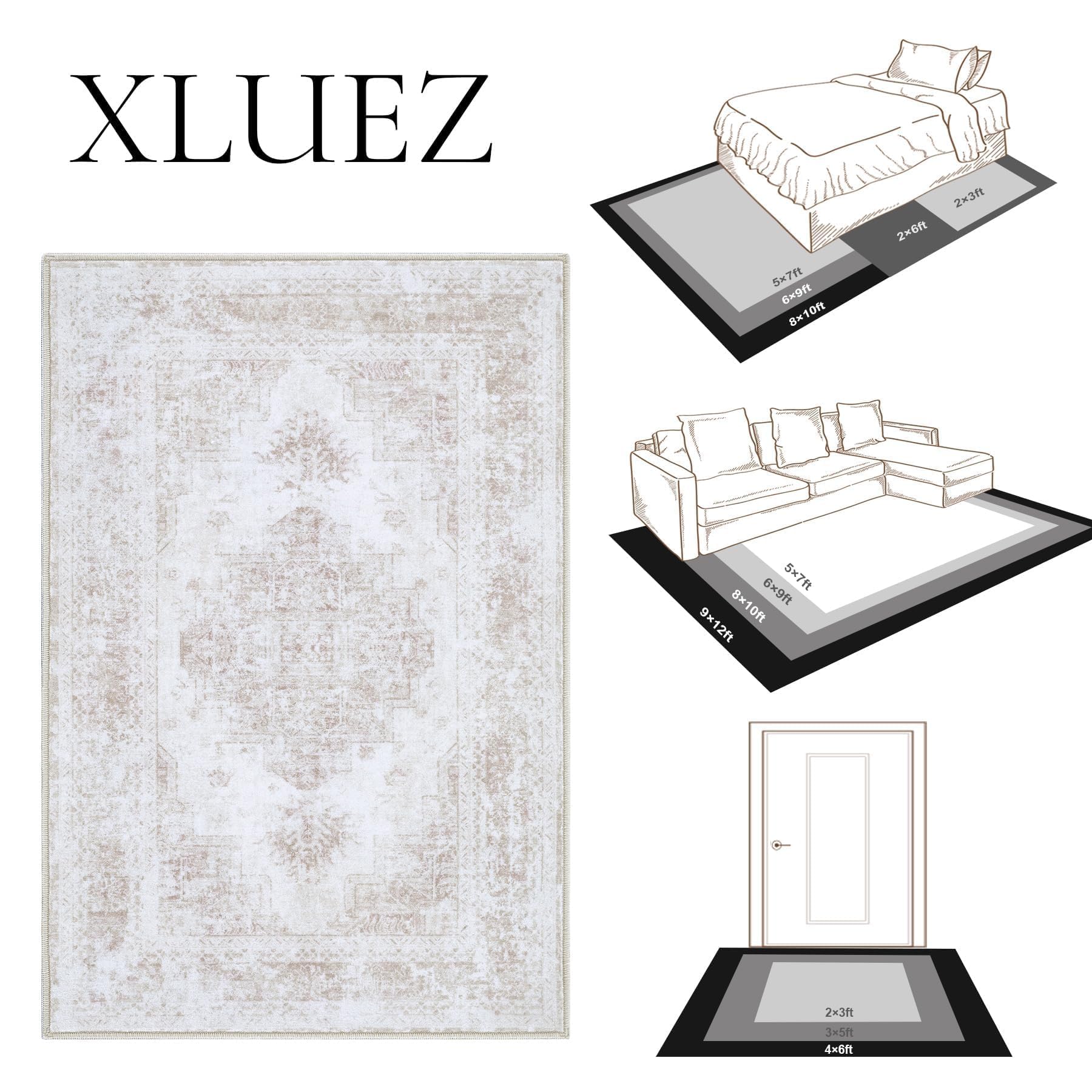 XLUEZ soft faux wool texture brings plush underfoot comfort.