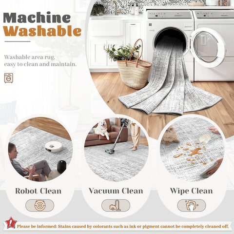 XLUEZ washable rug stain resistance close-up showcases easy cleanup after spills
