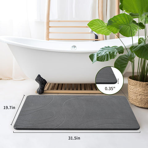 XMarrat dark grey stone bath mat with sleek design enhances bathroom aesthetics