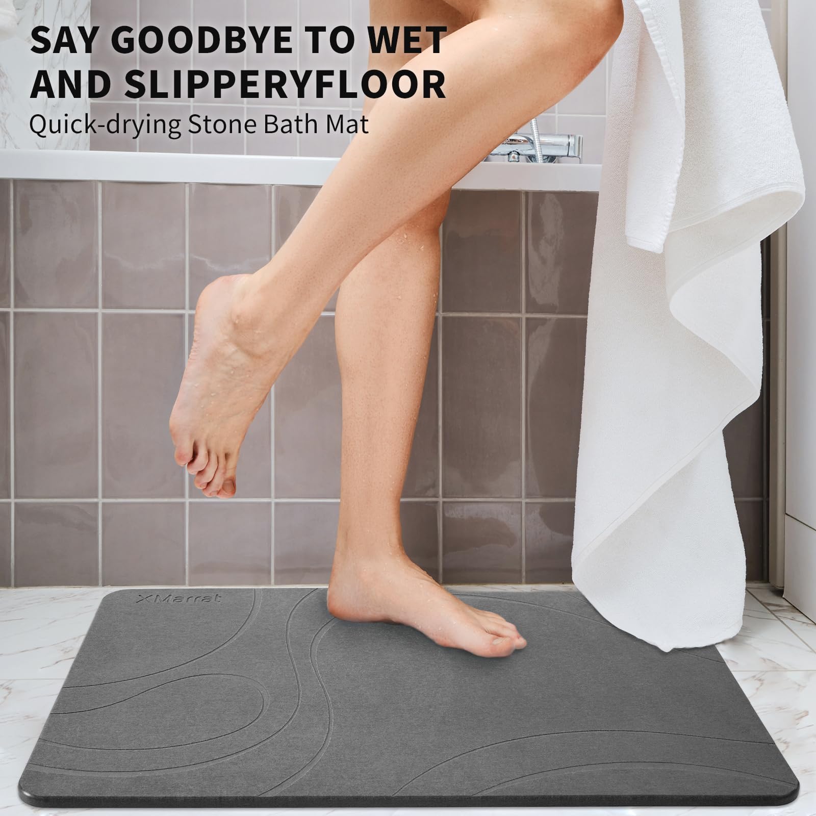 XMarrat stone bath mat styled for entryways and bathrooms with versatile placement