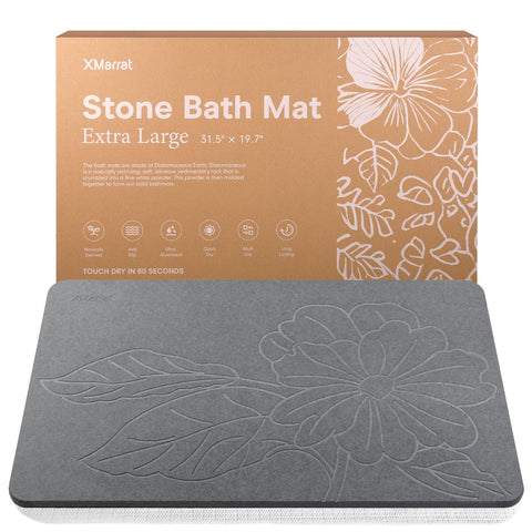 XMarrat extralarge stone bath mat with diatomaceous earth for fast drying