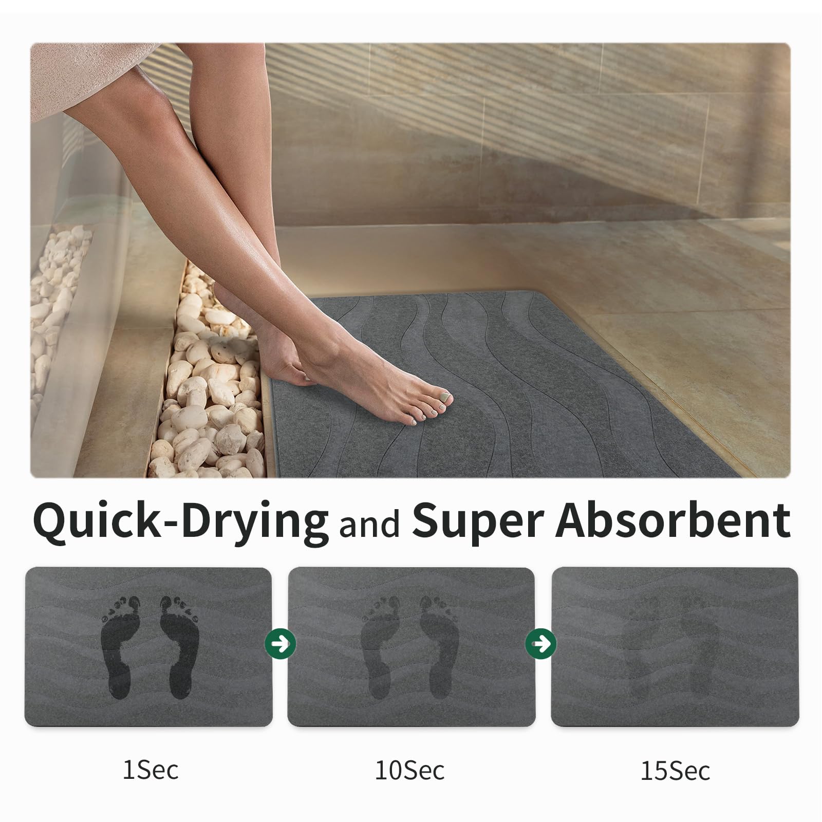 XMarrat bath mat with non-slip pad for safer footing after shower
