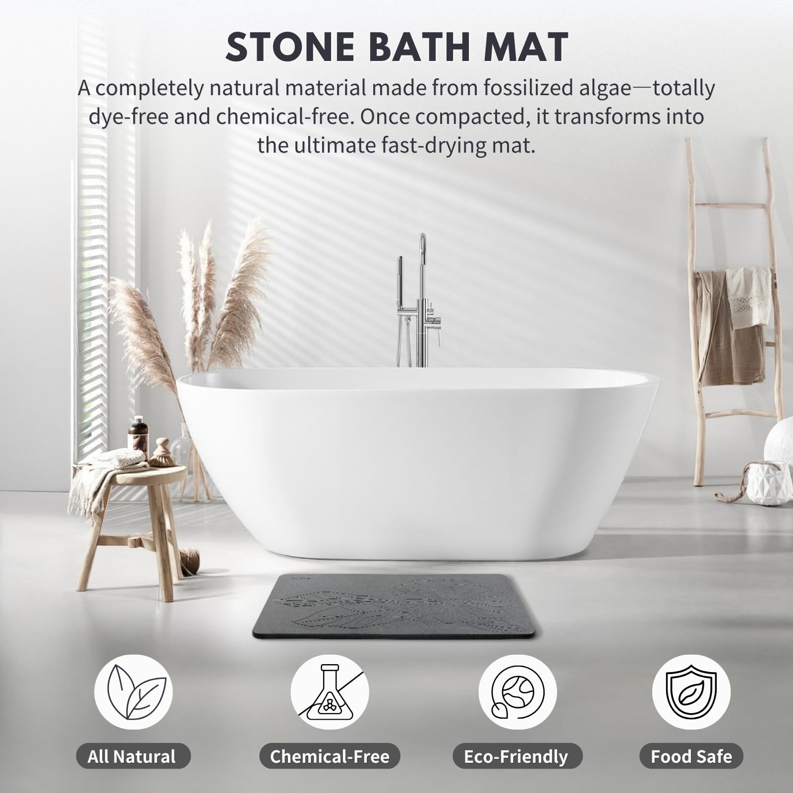 XMarrat dark gray stone mat adds minimalist style and practicality