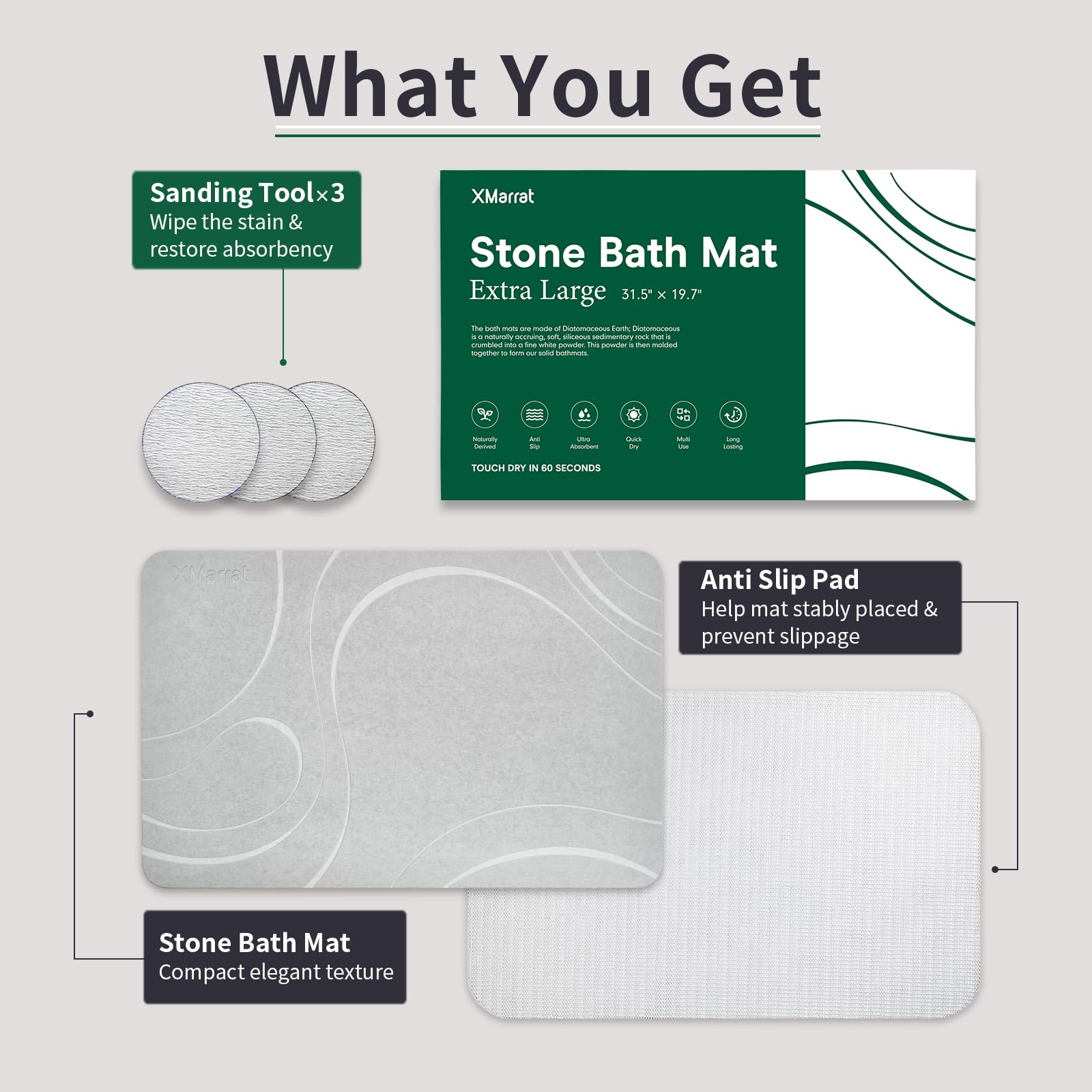 XMarrat easy-clean mat; rinse and air dry for simple maintenance.
