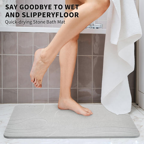 XMarrat stone mat used at entry or poolside for versatility.