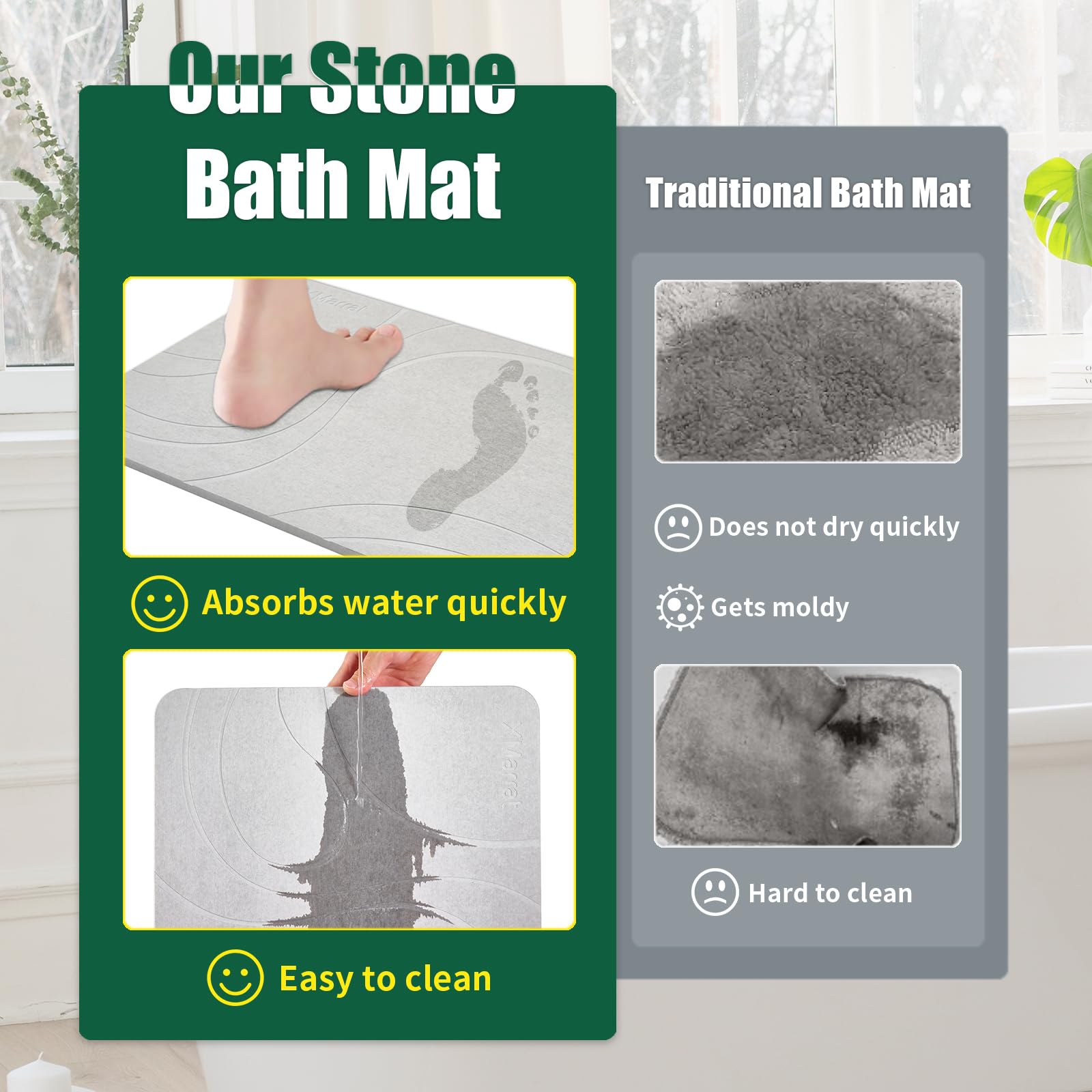 XMarrat stone bath mat in a versatile bathroom setup for daily use.