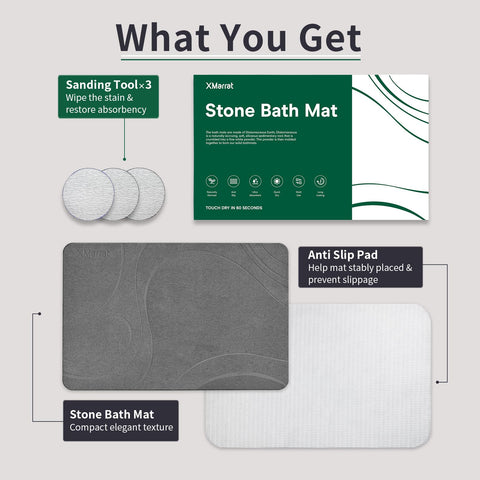 XMarrat Stone Bath Mat features a stylish, minimalist design