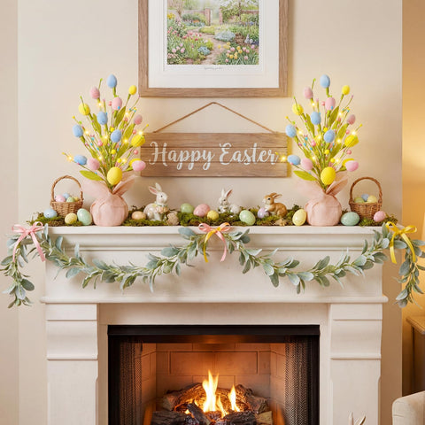 XmasExp Easter Tree set up in a cozy indoor living space