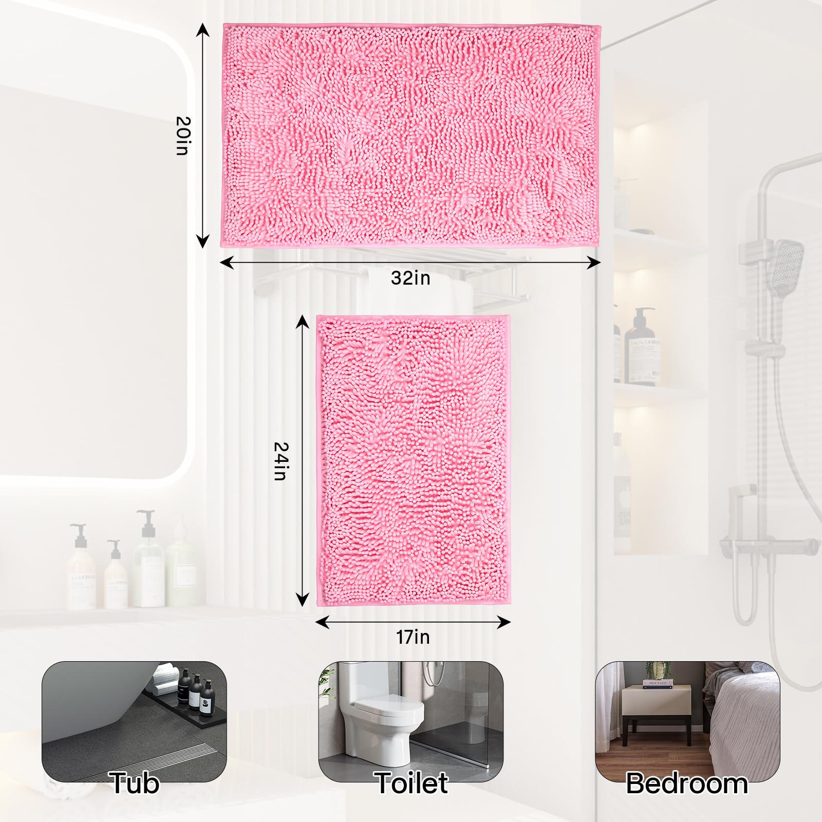 Xmecyino non-slip bottom keeps mats in place on tile