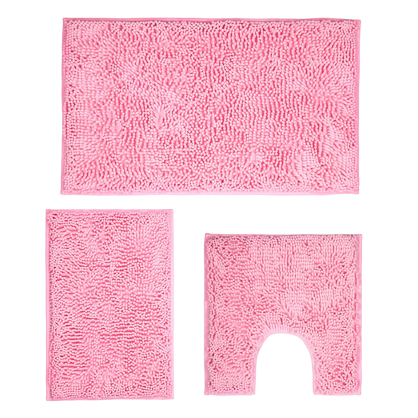 Xmecyino pink small bath rug 16x24 with plush comfort beside the sink.
