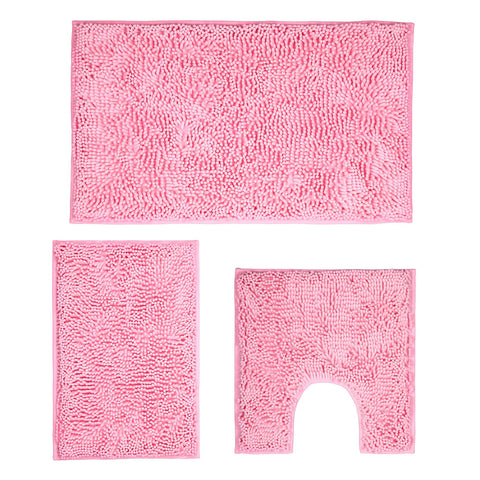 Xmecyino pink small bath rug 16x24 with plush comfort beside the sink.