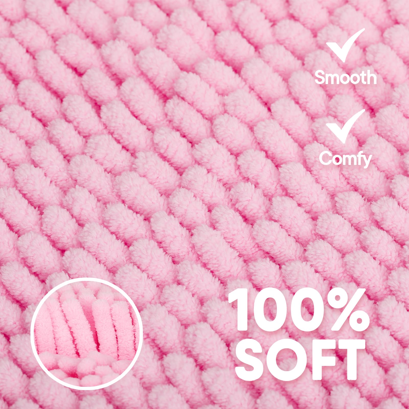 Xmecyino pink rug non-slip bottom grips tile floors for safety.