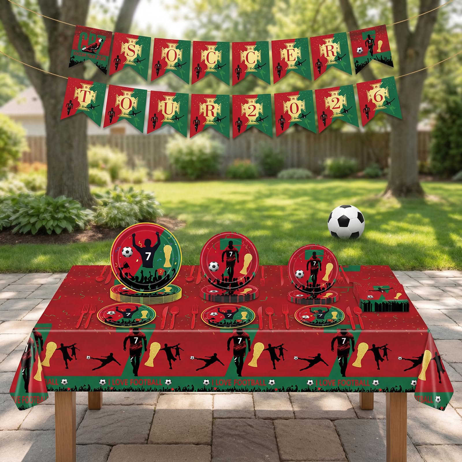 Xminc Ronaldo World Cup kit on table shows complete setup for ready-to-celebrate party.