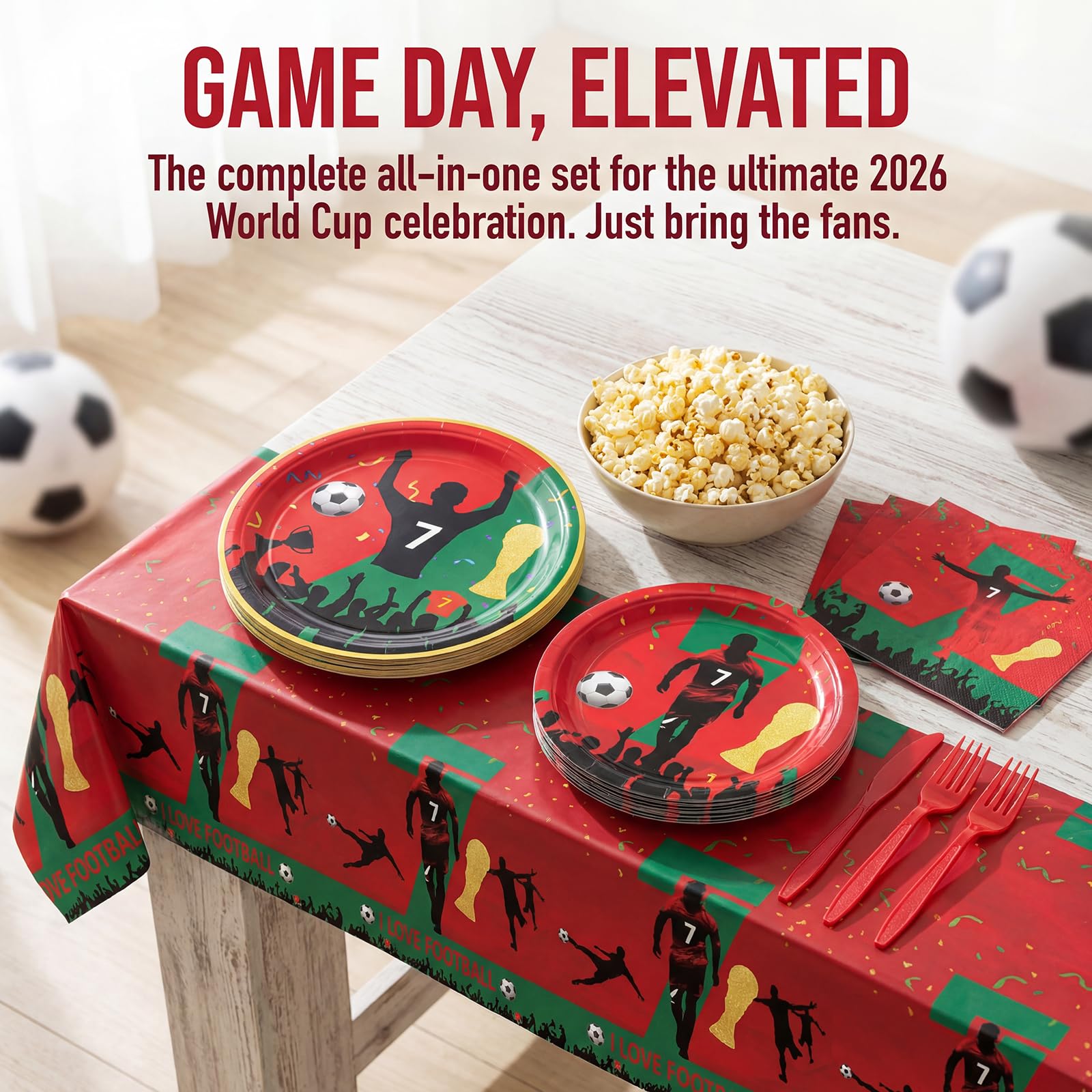 Xminc Ronaldo pennants decorate walls for kids' parties and adult game nights.