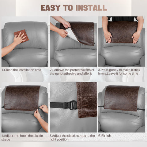 Chocolate brown protective headrest cover adds a premium look