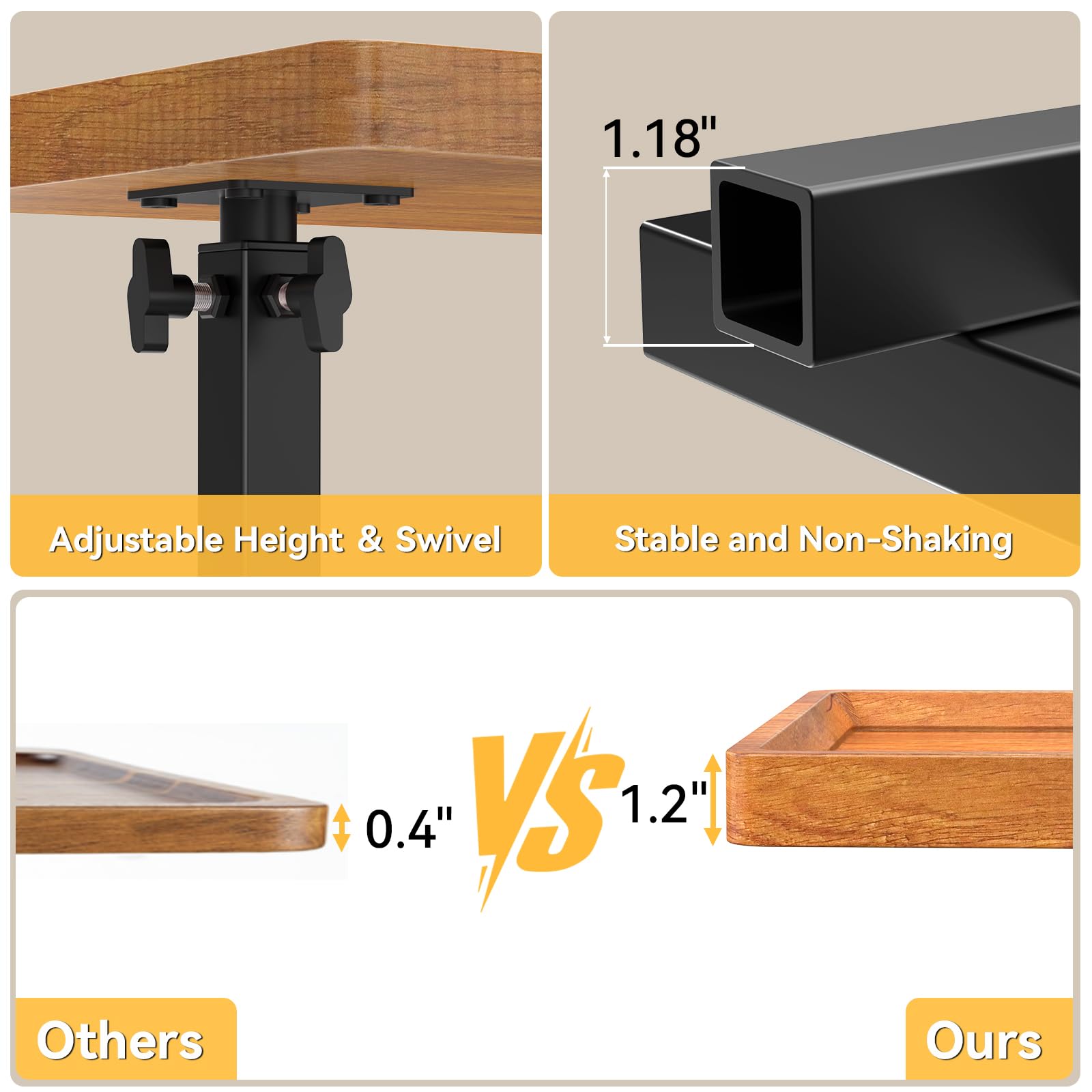 XNSDXV C Table End Table edges prevent spills and keep items in place.