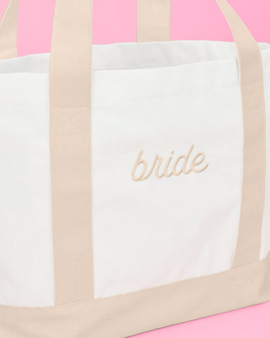 xo, Fetti beige-trim tote bag, perfect gift for the Bride-to-Be