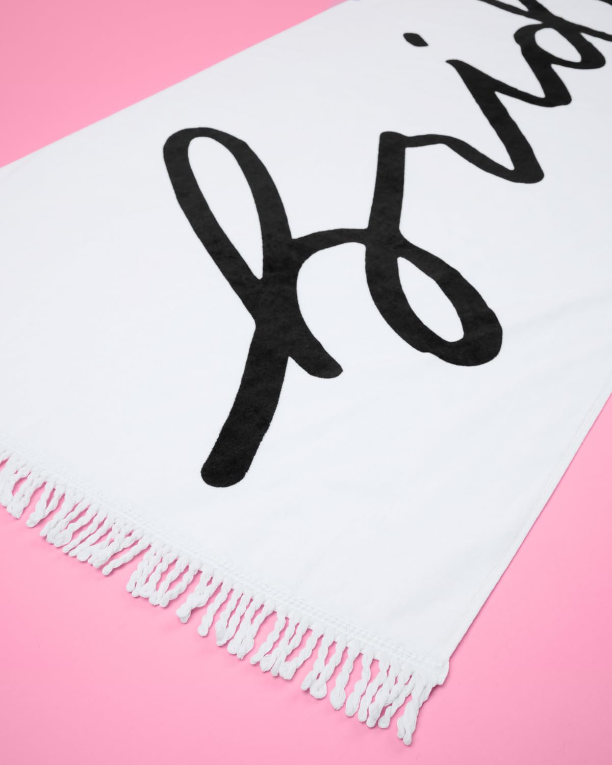 xo Fetti Bride Fringe Beach Towel white fringe detail and soft cotton.