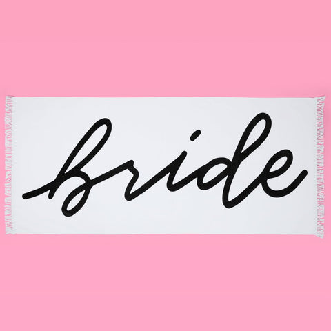 xo Fetti Bride Fringe Beach Towel close-up shows soft cotton and playful fringe.