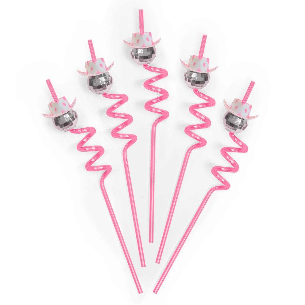 The xo Fetti disco cowgirl pink straw set adds vibrant party vibes for celebrations.