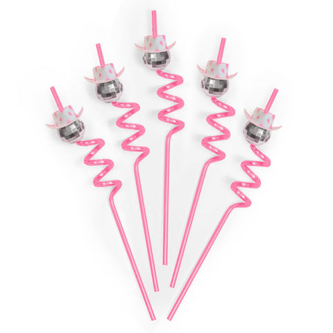 The xo Fetti disco cowgirl pink straw set adds vibrant party vibes for celebrations.