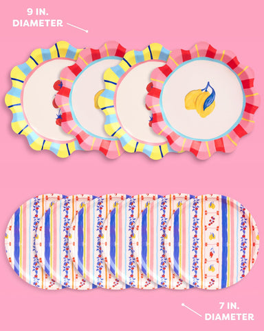 xo, Fetti Italian Summer Plates striped 7-inch dessert plate adds bright contrast