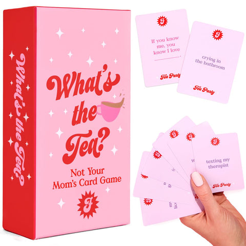 xo Fetti What's The Tea box cover, ideal for gifting and quick party setup.