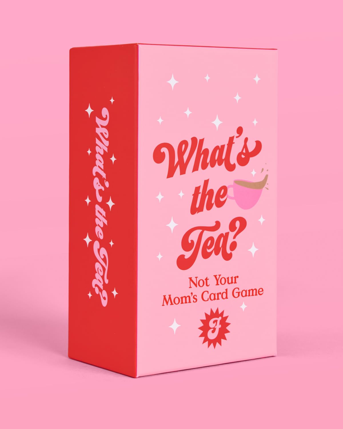 xo Fetti What's The Tea prompt cards close-up, showcases diverse topics for engaging rounds.